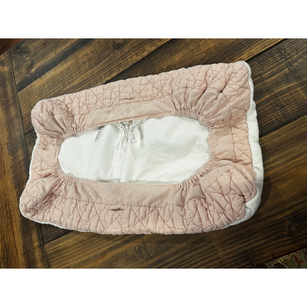 Pottery Barn Kids Changing Pad Cover Pink Quilted Cotton Linen 7387984